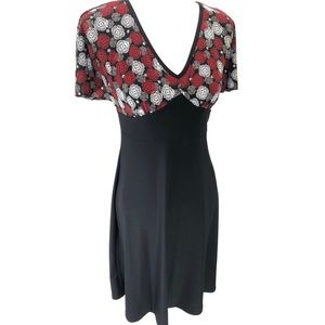 Perseption Concept Black Short Sleeve Knee Length Dress Size Small